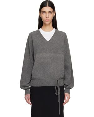LE17SEPTEMBRE Cashmere Blend Wholegarment V-Neck Jumper - Grey
