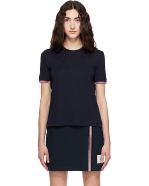 Thom Browne Rib Cuff Rwb Tipping Wool Jersey T-Shirt - Blue