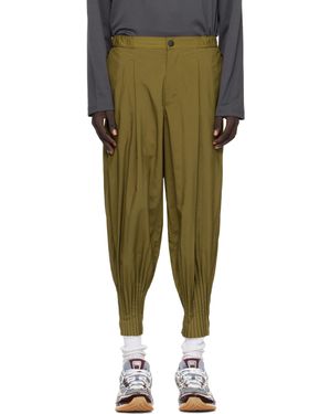 Homme Plissé Issey Miyake Khaki Cascade Pants - Green