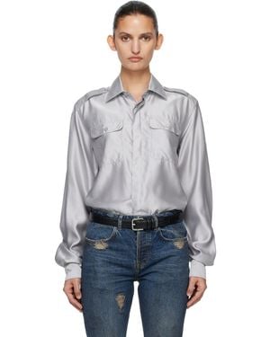 AARON ESH Silk Military Shirt - Grey