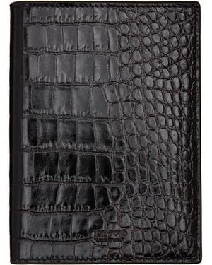 Tom Ford Shiny Printed Croc T Line Passport Holder - Gray