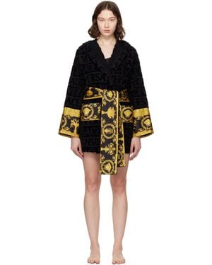 Versace 'I Heart Baroque' Short Bathrobe - Black