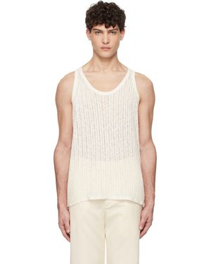 Commas Off- Pointelle Knit Tank Top - White