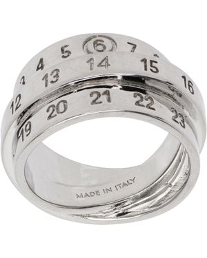 MM6 by Maison Martin Margiela Triple Logo Numeric Signature Ring - Metallic