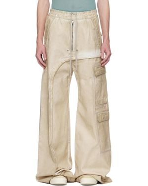 Rick Owens Hollywood Imbalanced Double Cargo Jumbo Belas Denim Trousers - Natural