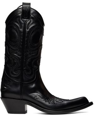 Acne Studios Pointy Leather Cowboy Boots - Black