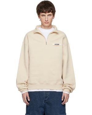 Jacquemus 'The Gros Grain' Zipped-Rollneck Sweatshirt - Natural