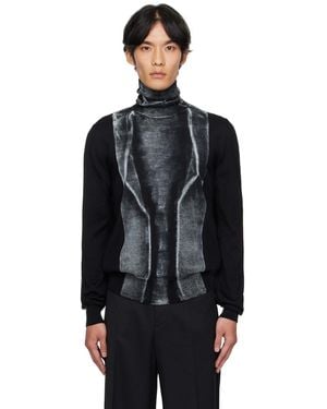 MM6 by Maison Margiela Folded Printed 14 Gauge Jumper - Black