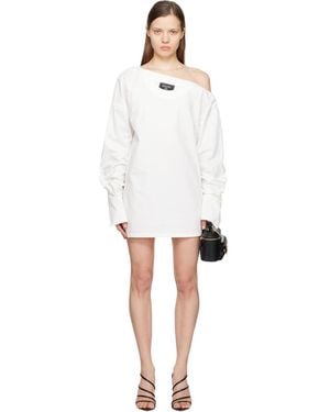 Balmain Open Neck Asymmetric Shirt Minidress - Black