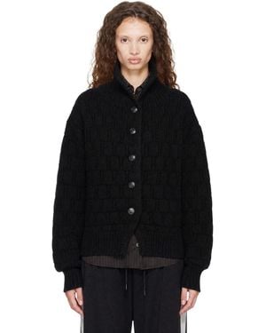 Dries Van Noten Cardigan Noir En Tricot Texturé De Laine