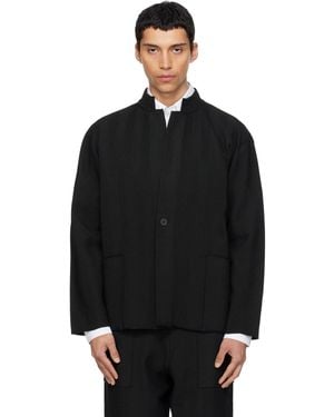 Homme Plissé Issey Miyake Inlaid Knit Jacket - Black