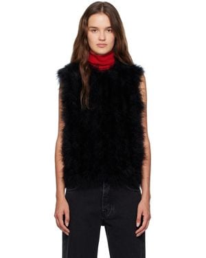 Yves Salomon Cropped Feather Vest - Black