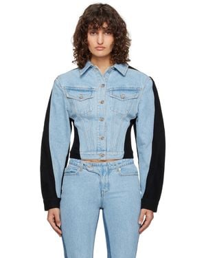Mugler Bi-colour Denim Jacket - Blue