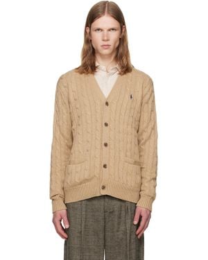Polo Ralph Lauren Tan Cable-Knit Cotton Cardigan - Natural