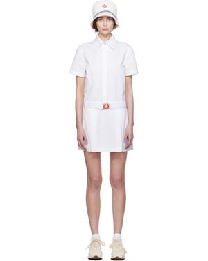 CASABLANCA Pleated Cotton Tennis Minidress - White