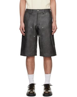 ANDERSSON BELL Double Knee Faux-Leather Shorts - Black