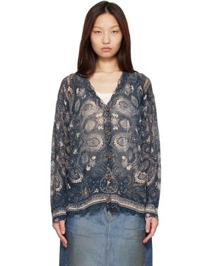 R13 Cardigan Boyfriend Bleu À Motif Imprimé - Gris