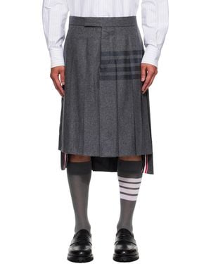 Thom Browne グレー 4-Bar Classic フランネル ミディアム プリーツスカート - ブラック