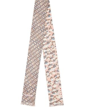 Marni Contrast Prints Scarf - Natural