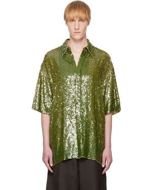 Dries Van Noten Khaki Sequin Shirt - Green