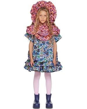 Kika Vargas キッズ｜Ssense限定 マルチカラー The Peony ワンピース＆付け襟 セット - レッド