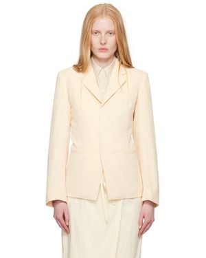 Lemaire Off- Single-Breasted Fitted Tailored Blazer - Natural