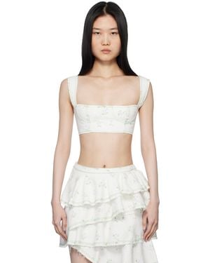 YUHAN WANG Ssense限定 ホワイト フローラル プリント デニム トップス - マルチカラー