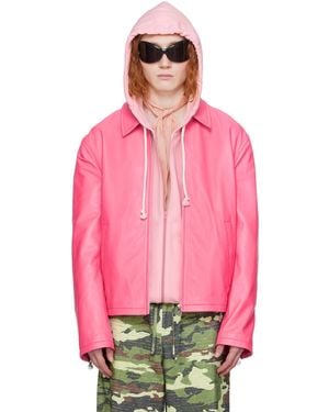 Acne Studios Pink Zip Leather Jacket
