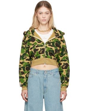 A Bathing Ape Khaki Abc Camo Crystal Stone Shark Hoodie - Green