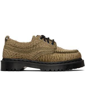 Dr. Martens Khaki Lowell Hair-On Leather Moc Toe Derbys - Brown