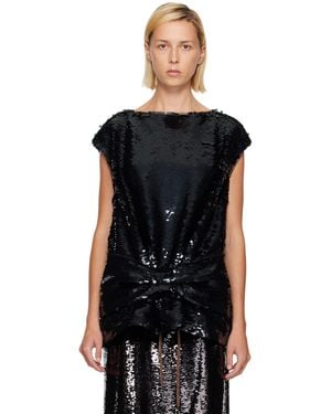 Simone Rocha Boxy Peplum Bow Detail Blouse - Black