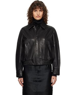 Nour Hammour Dalma Relaxed Leather Jacket - Black