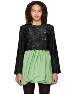 Ganni Black Sparkle Blazer - Green