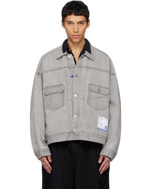 Maison Mihara Yasuhiro Blouson Gris En Denim À Effet Décoloré