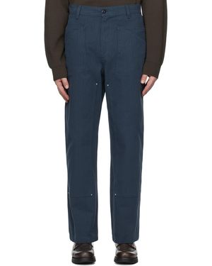 Uniform Bridge Double Knee Stud Trousers - Blue