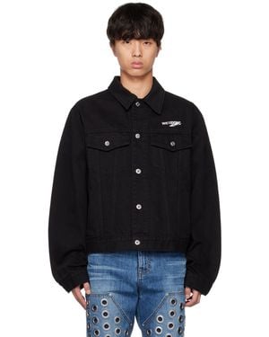 we11done Print Denim Jacket - Black