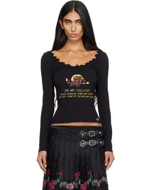 Chopova Lowena 'Feelings' Happy Long Sleeve T-Shirt - Black