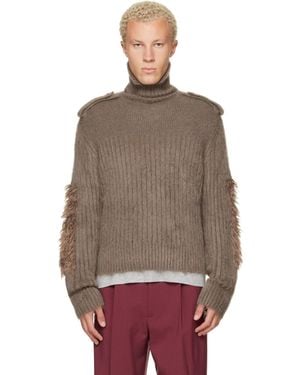 Burberry Taupe Epaulet Turtleneck - Brown