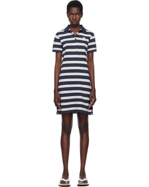 Maison Kitsuné ネイビー ベビーフォックス パッチ マルチ ボーダー ポロ ミニワンピース - ブラック