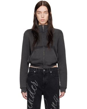T By Alexander Wang Cropped Zip-Up Sweater - Black