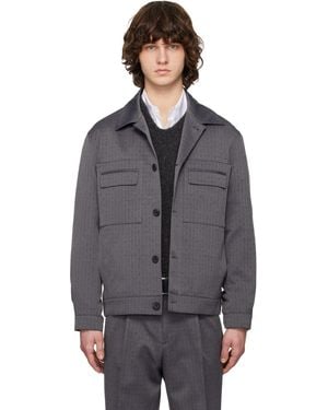 HUGO Blouson Gris En Laine Vierge - Noir