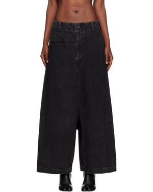 Yohji Yamamoto Backside Flared Wide Jeans - Black