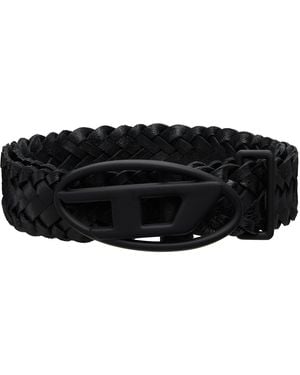 DIESEL 4Cm Braided Leather Belt - Black