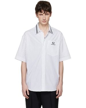 Fred Perry Kris Van Assche Edition Pinstripe Short Sleeve Shirt - White