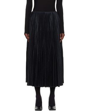 Alaïa Flannel Pleated Midi Skirt - Black