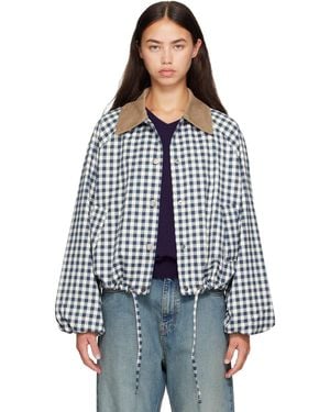 Barbour Blouson Décontracté Ovingham Bleu Et Blanc À Motif Guingan