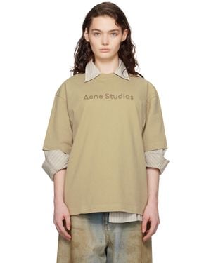Acne Studios ベージュ リラックスフィット ロゴ Tシャツ - ナチュラル