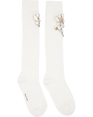 Simone Rocha Chaussettes Hauteur Genou Poppy Blanches À Ornement Floral