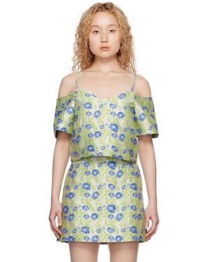 Ganni Grey Floral Blouse - Green