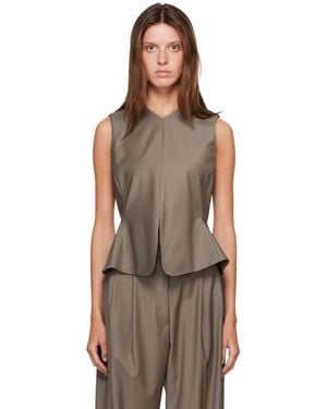 Cordera Tailored Peplum Top - Brown